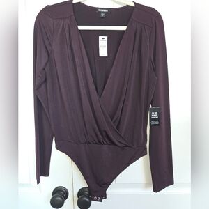 Express Purple Thong long sleeve body suit. NWT